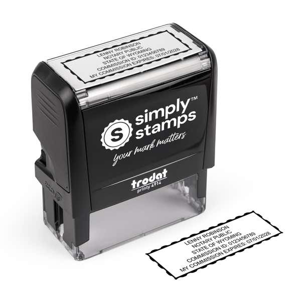 The self-inking stamp version of the Wyoming Rectangle Notary Seal