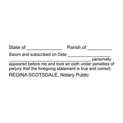 Louisiana Affidavit Notary Stamp - alternate view