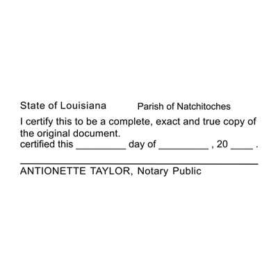 Louisiana Certified True Copy Notary Stamp - alternate view