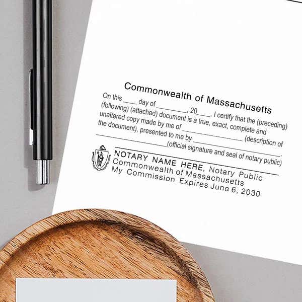 Impression of Massachusetts CERTIFIED TRUE COPY Notary Stamp on white paper