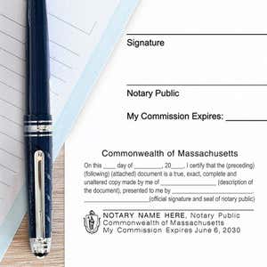 Example of Massachusetts CERTIFIED TRUE COPY Notary Stamp impression on paper