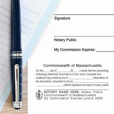 Massachusetts CERTIFIED TRUE COPY Notary Stamp - alternate view