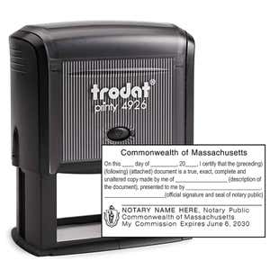 Impression overlay of Massachusetts CERTIFIED TRUE COPY Notary Stamp