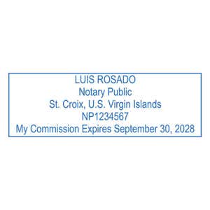 U.S. Virgin Islands Notary Pink Stamp - Rectangle Imprint Example