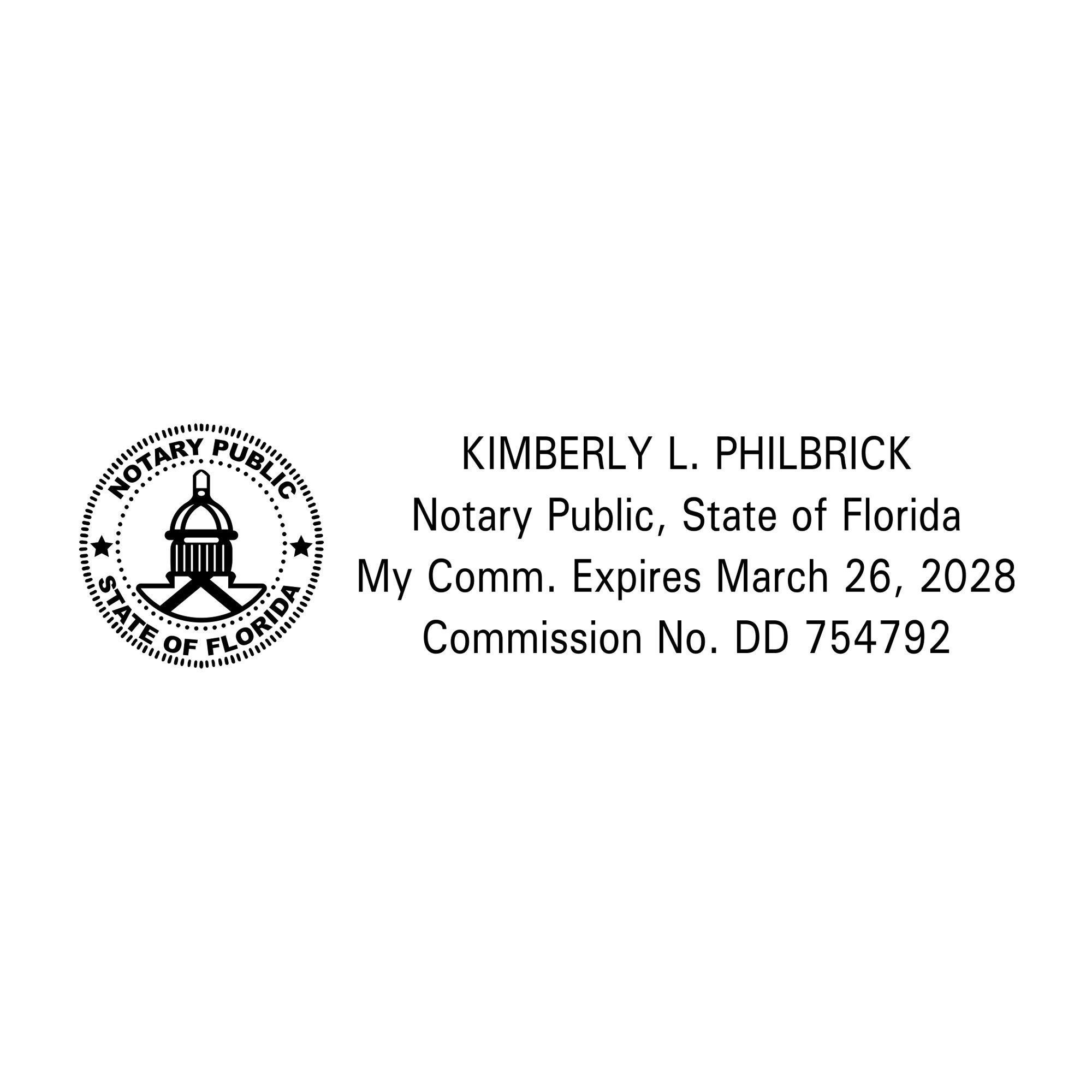 Florida Notary Public Seal Rectangular Stamp Impression