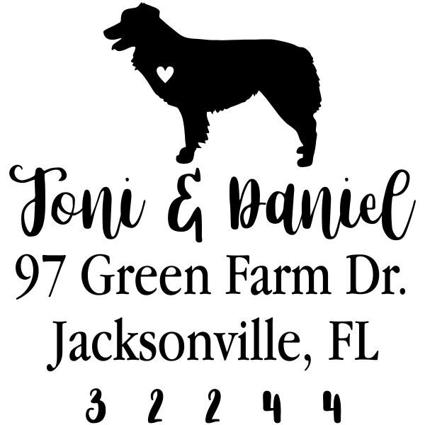 Australian Shepherd Love Address Stamp