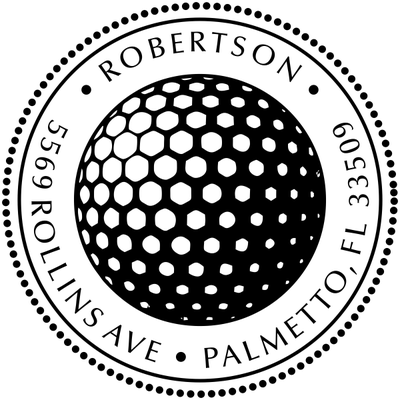 Golf Ball Round Address Stamp - Self-Inking