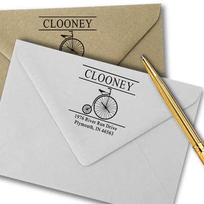 Clooney Vintage Bicycle Address Stamp - alternate view