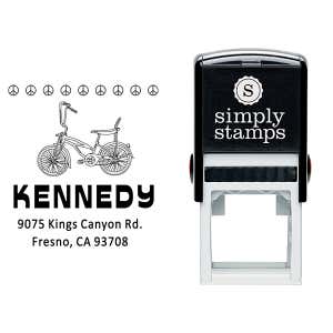 Kennedy 1970's Peace Bicycle Address Stamp Body and Design