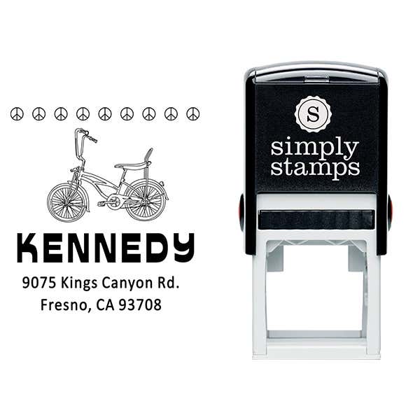 Kennedy 1970's Peace Bicycle Address Stamp Body and Design