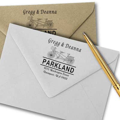 Bicycle Built for Two Address Stamp - alternate view