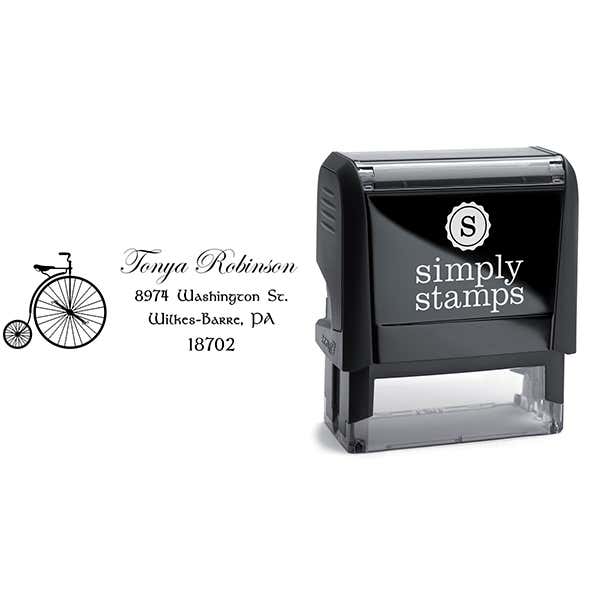 Robinson Vintage Bicycle Return Address Stamp Body and Design