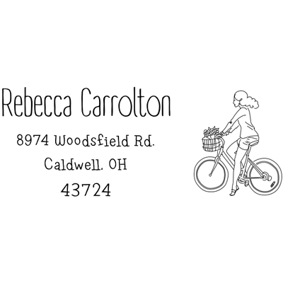 Carrolton Woman Bicycle Address Stamp