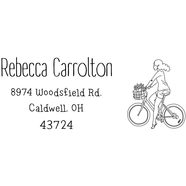 Carrolton Woman Bicycle Address Stamp