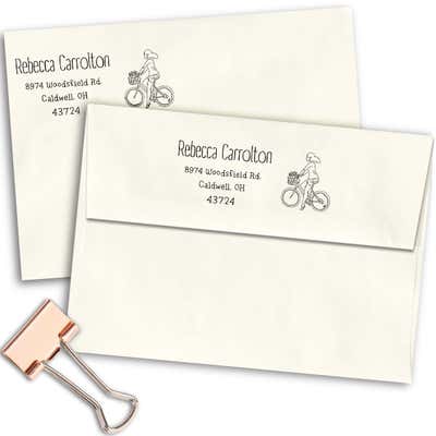 Carrolton Woman Bicycle Address Stamp - alternate view