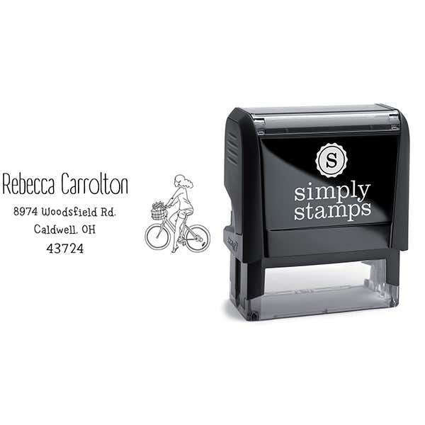 Carrolton Woman Bicycle Address Stamp Body and Design