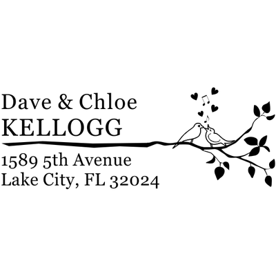 Singing Love Birds Branch Address Stamp