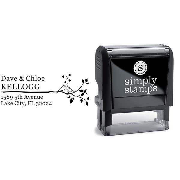 Singing Love Birds on a Branch Address Stamp Body and Design