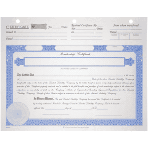 BLUTO 03 LLC Blank Membership Certificates