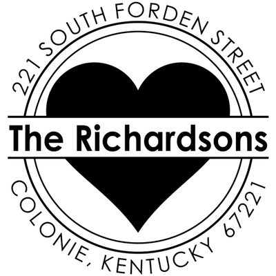 Bold Heart Double Outlined Return Address Stamp