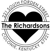 Bold Heart Double Outlined Return Address Stamp