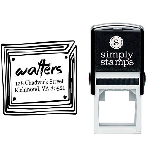 Maze Frame Square Return Address Stamp Body and Design