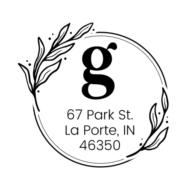 Elegant Botanical Monogram Address Stamp