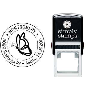 Floating Butterfly Return Address Stamp Body and Design