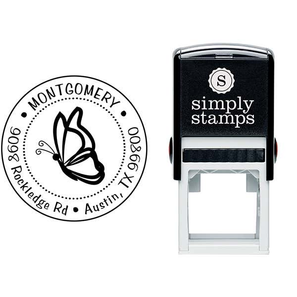 Floating Butterfly Return Address Stamp Body and Design
