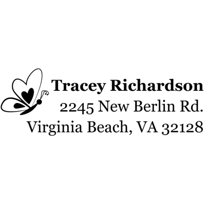 Heart Butterfly Left Return Address Stamp