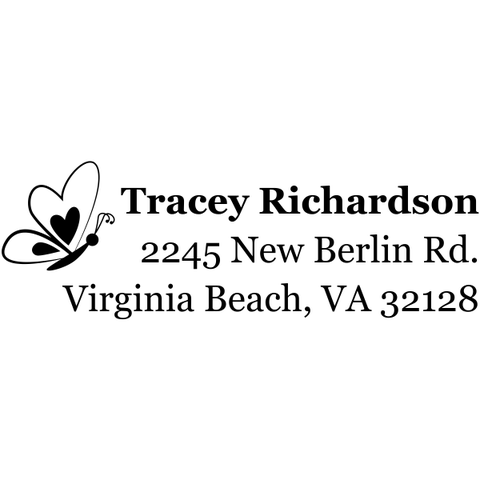 Heart Butterfly Left Return Address Stamp