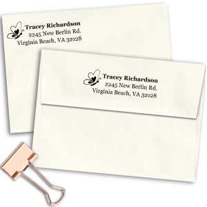 Heart Butterfly Left Return Address Stamp Imprint Example