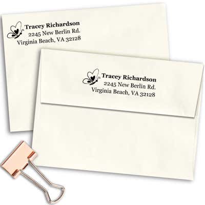 Heart Butterfly Left Return Address Stamp - alternate view