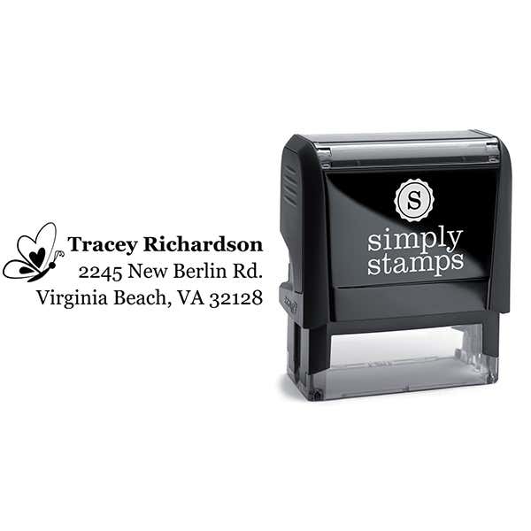 Heart Butterfly Left Return Address Stamp Body and Design