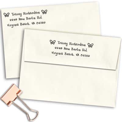 Spring Butterfies Return Address Stamp - alternate view