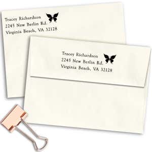 Pretty Butterfly Return Address Stamp Imprint Example