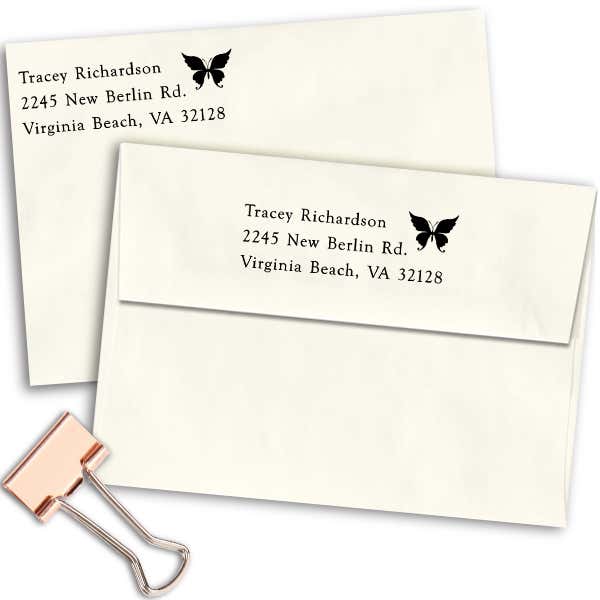 Pretty Butterfly Return Address Stamp Imprint Example