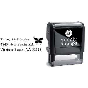 Pretty Butterfly Return Address Stamp Body and Design