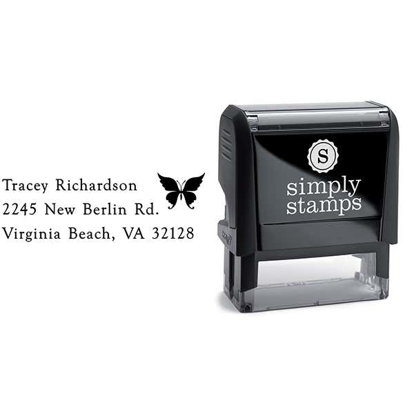Pretty Butterfly Return Address Stamp Body and Design
