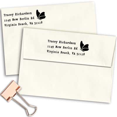 Perching Butterfly Return Address Stamp - alternate view