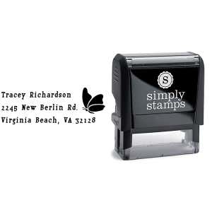 Perching Butterfly Return Address Stamp Body and Design