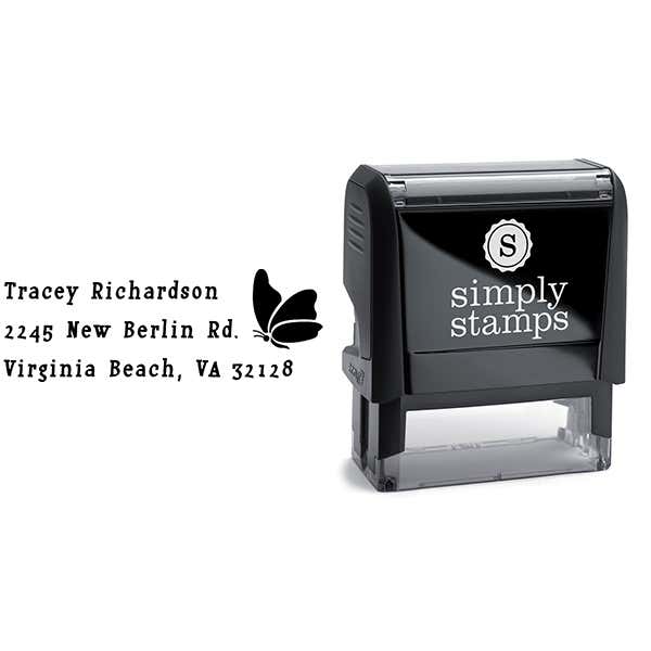 Perching Butterfly Return Address Stamp Body and Design