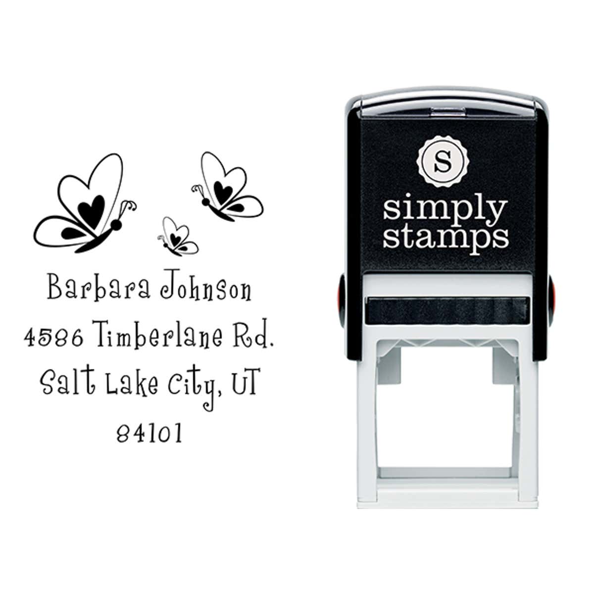 Butterfly Family Return Address Stamp Body and Design