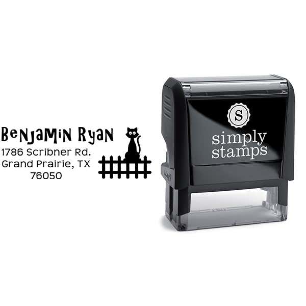 Cat on a Fence Address Stamp Body and Design