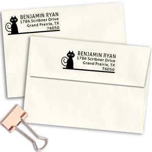 Curly Tail Cat Address Stamp Imprint Example