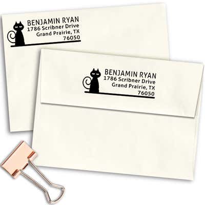 Curly Tail Cat Address Stamp - alternate view