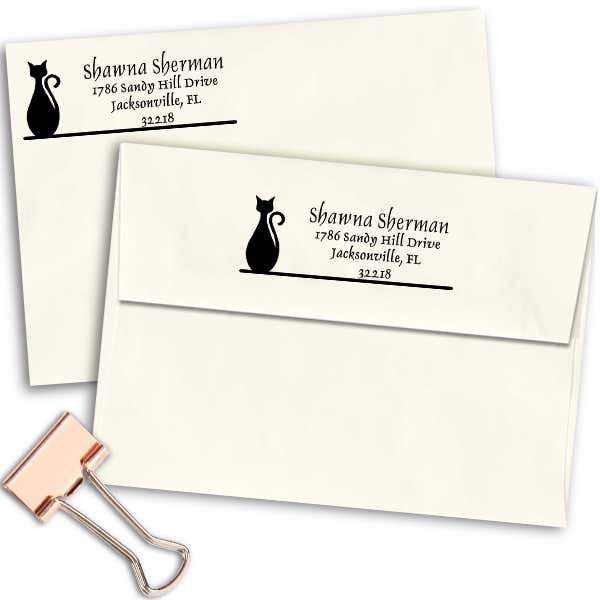 Bottle Shape Cat Address Stamp Imprint Example