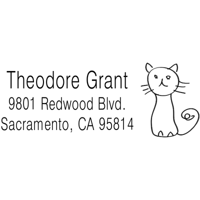 Hand Drawn Cat Address Stamp