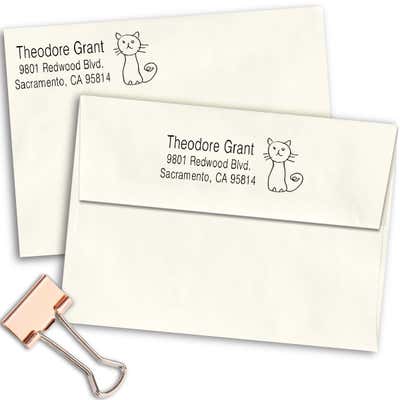 Hand Drawn Cat Address Stamp - alternate view