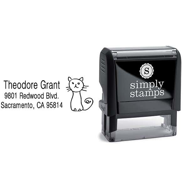 Hand Drawn Cat Address Stamp Body and Design